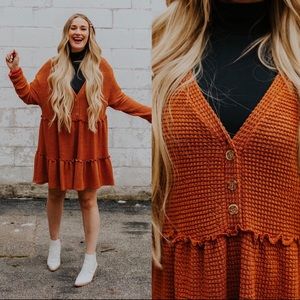 Free People style tiered sweater holiday dress S M